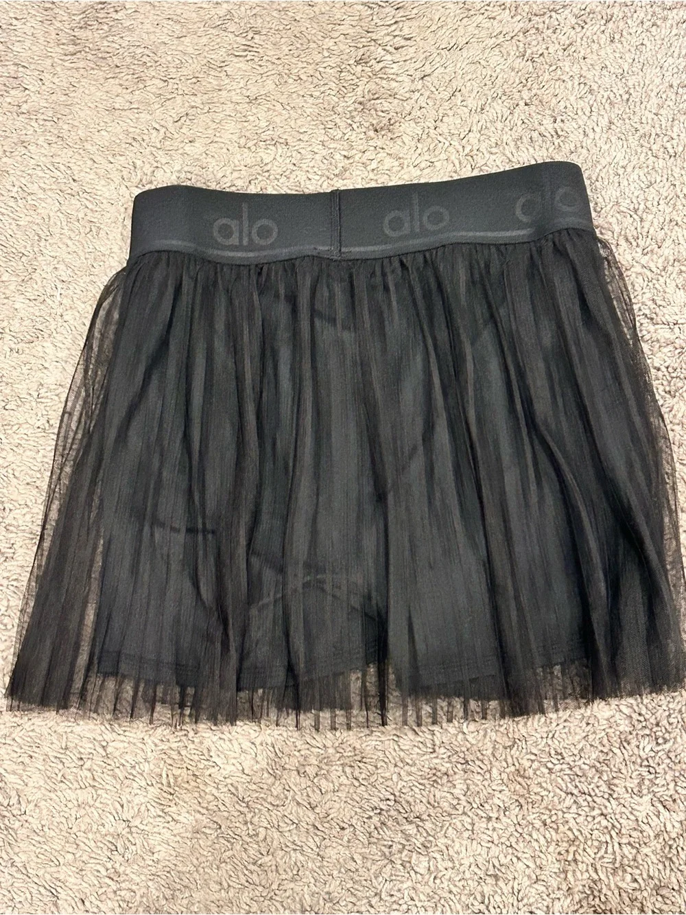 ALO Yoga Black Pleated Mesh Mini Skirt XS